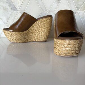 Paloma Barcelo Sz 39/8.5 Woven Wedge Heel Platform Sandal Espadrilles Ritmo Jute